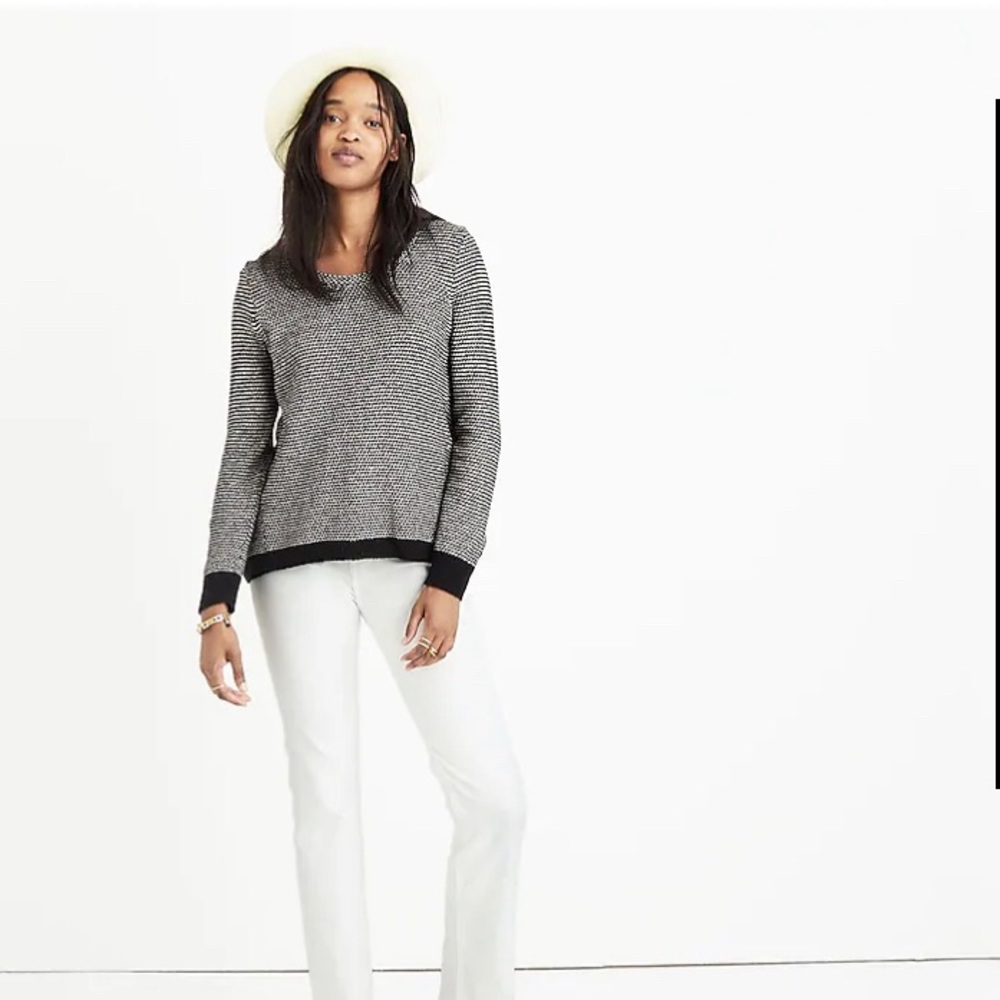 Madewell Black and White Crew Neck Sweater